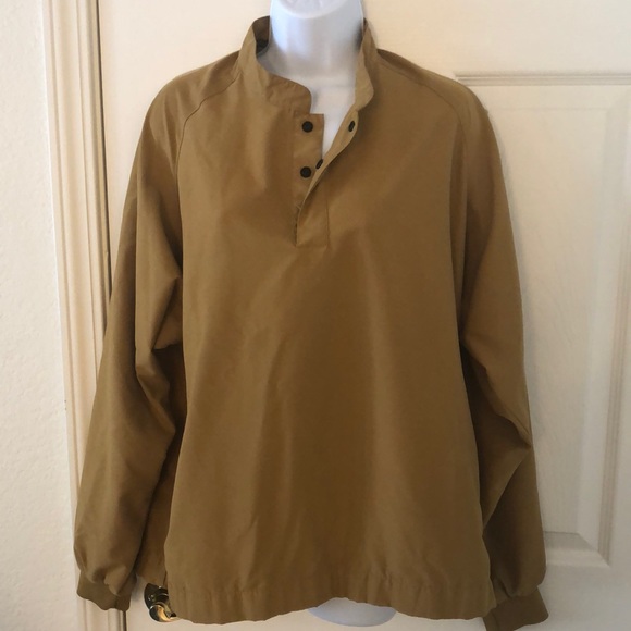 Olive Tan Pullover Crewneck Jacket - Picture 1 of 16